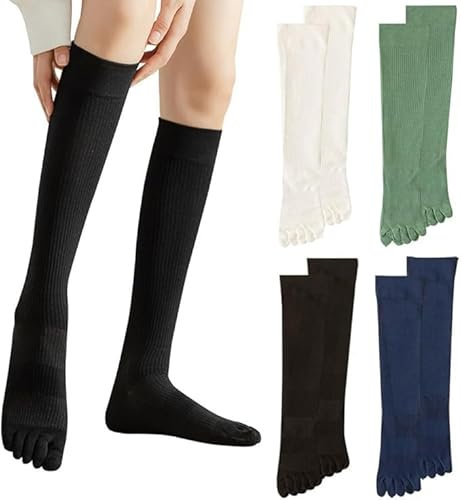 Aayahakawa Calzado De Cinco Dedos para Mujer - 4 Pares de Calcetines Deportivos de Algodn, Calcetines Altos Casuales con Dedos de los Pies