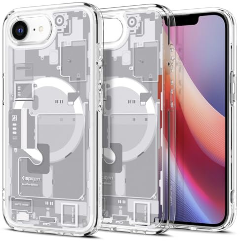 Spigen für iPhone 16e Hülle [Anti Vergilbung] Ultra Hybrid MagFit iPhone 16e Case Handyhülle Transparent Dünn Slim Kompatibel mit MagSafe Zubehör -Zero One White