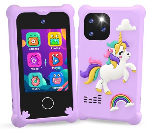 Kinder Handy, Einhorn Geschenk für Mädchen 3-10 Jahre, Kinderkamera im Smartphone-Format mit Touchscreen, Selfie,1080P Kinder Smart Phone Kinderhandy für Geburtstagsgeschenk Weihnachten Spielzeug