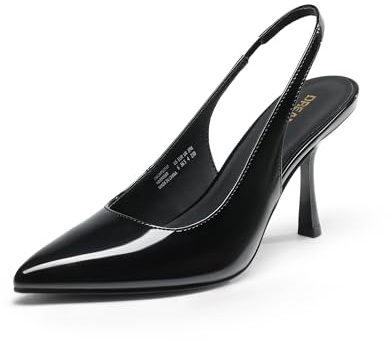 DREAM PAIRS Women's Heels Slingback Stiletto Pumps Shoes Pointed Closed Toe Kitten Heels Dress Bridal Elegant Wedding Sexy Party,Size 7.5,Black-Pat,DWUMPU2510