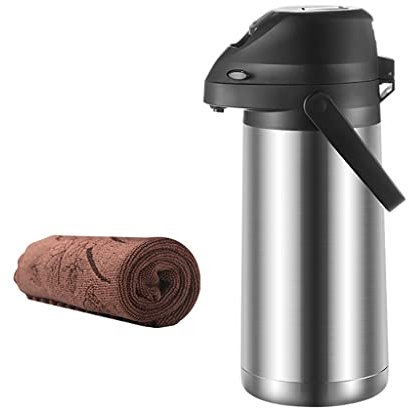 Jarra térmica de acero inoxidable para café, termo aislado con bomba dispensador de bebidas para bebidas frías y calientes