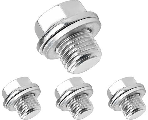 GisWell 4 Stück Metall Ölwanne Ablassschraube Adapter, Ölablassschraube Mit Dichtring und Unterlegscheibe, ölablassschraube Mit Dichtring Rücklaufablassschraube für Auto Motor（M12）