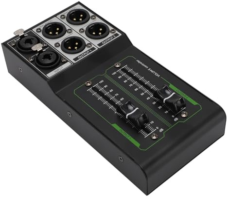Passiver Lautstärkeregler, 2 Eingänge, 4 Ausgänge, Passiver XLR-Stereo-Studio-Controller, HiFi-Sound, Plug-and-Play, Hochpräziser 70-mm-Fader, für Heim-Audio