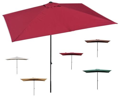 IMUNKT Demi-Parasol Rectangulaire Parasol Mural De Balcon 200x100cm 250x130cm, Réglable en Hauteur, pour Jardin Terrasse Café(Burgundy,200x100cm/6.5x3ft)