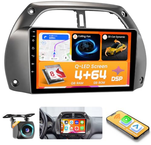 Inefala 8 Core 4+64G Android 15 Autoradio für RAV4 2001-2006 10 Bildschirm | für Toyota, Wireless Carplay, Android Auto, Mirror Link, FM RDS, GPS, WIFI, Bluetooth, SWC, Mikrofon