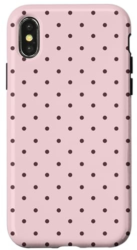 Minimalist Cute Soft Light Pink And Brown Polka Dot Pattern Case for iPhone X/XS