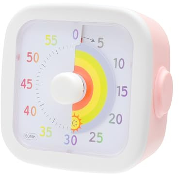TNSLAND Minuteur Visuel Enfant, 60 Minutes Timer Visuel Silencieux Pomodoro Timer Arc-en-Ciel pour Apprentissage et Concentration, Horloge éducative pour Maison Classe Cuisine Bureau, Rose