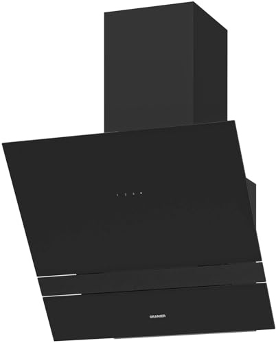 Oranier Kopffrei Dunstabzugshaube 60 cm ALIS - Schwarz Glas Wandhaube mit Schacht inkl. Plasmafilter - Umluft Abluft umstellbar - LED Küchenhaube mit Touch Bedienung & 3 Leistungsstufen