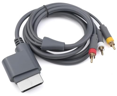 Asobilor AV Cable Compatible with Xbox 360, RCA Composite Audio Video Lead Replacement for Xbox 360 Original Arcade Pro Elite Slim, 1.8m Plug and Play for TV Monitor HiFi