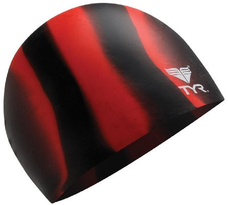 TYR Multi Silicone Cap, Black/Red