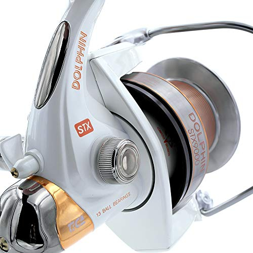 TICA Dolphin 4,1 Angelrolle, Aluminium, Weiß, Gold, STX 9000 4.1