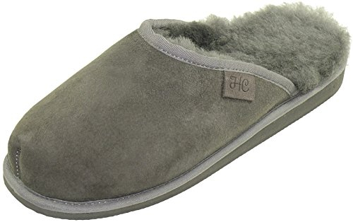Harrys-Collection Extra Dicke Lammfell Pantoffeln für Herren, Farben:grau, Schuhgröße:44