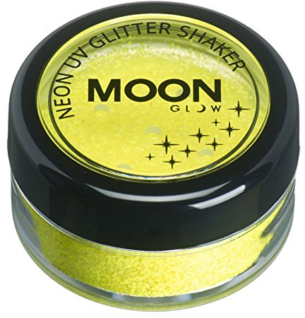 Moon Glow Shaker à paillettes UV néon – Brille brillamment sous un éclairage UV, Jaune, 5 g