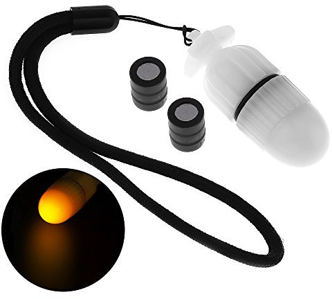 SecurityIng 1Pc Subacquea Luce di Segnale Strobe Scuba Night Dive Marker LED Lampeggiante Lampada di Sicurezza Firefly Diving Beacon Beam 200M Subacquea 200 Ore Durata con Batteria - Giallo