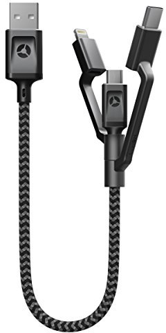 Nomad NM0B5BA000 0.3 m USB 2.0 Micro USB/Lightning/USB Type C Black Grey Mobile Phone Cable – Mobile Phone Cables (Nylon)