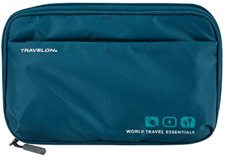 Travelon World Travel Essentials - Organizador de dispositivos electrónicos para maleta, Verde azulado (Peacock Teal), Talla única
