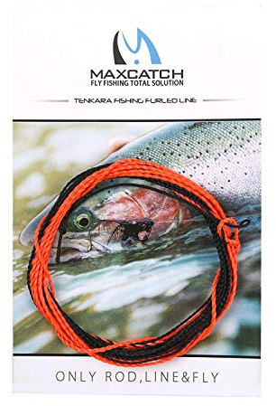 MAXIMUMCATCH Angelschnur Tenkara Schnur, Geflochtene Nylon-Schnur in 11/12/13 FT, 3 Farbe (Orange/Schwarz, 12ft)