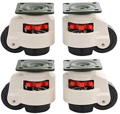 KATSU Castor Wheels Set 4Pcs, 500KG Loading Capacity, Retractable Machine Moving Levelling Swivel Plate Casters GD-60F for Heavy Machinery, Workbench, Welding Table 5505664