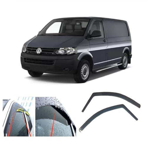 2X Windabweiser kompatibel mit ABE für V W Transporter T5 T6 2003+ Caravelle Multivan Doubleback Camper California dunkel getöntes Premium Qualität Acrylglas PMMA