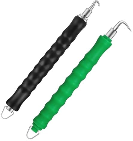 DEDC 2pcs Herramientas de Tornado de Alambre de Refuerzo Rebar Wire Twister Semiautomático Gancho Retráctil para Unir Barras de Acero en Sitio de Construcción (Gancho Curvo y Recto)