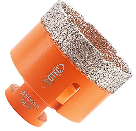 BGTEC Diamond Drill Bit Tile Hole Saw 60mm with M14 Thread for Porcelain Ceramic Tile Granite Marble Masonry Granite Stone Vacuum Brazed Bit 60mm Length
