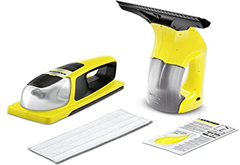 Kärcher Fenstersauger WV 1 (Akkulaufzeit: 20 min, Gewicht: 0,5 kg, Flächenleistung je Akkuladung: 55 m², Mikrofaserbezug, Fensterreiniger-Konzentrat 20 ml) + Vibrierender Akku-Wischer KV 4