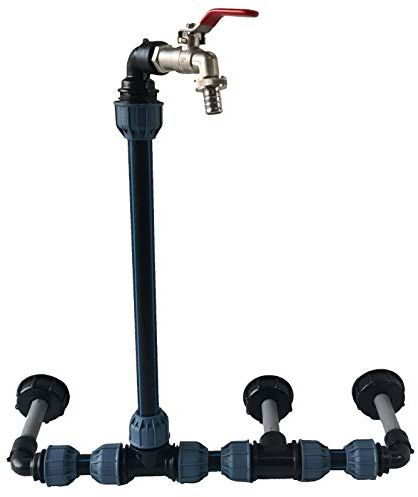 IBC Verbindungssets für 1-3 Wasser-/Regentanks inkl. 3/4 Schwananhals, mit oder ohne Containerauslauf, Größe: 3 Container ohne Auslaufhahn