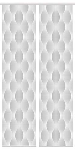 HOME WOHNIDEEN 55437 | 2er-Set Schiebegardine 'VOLARE', Digitaldruck auf Bambus-Optik, mit abstraktem Motiv, 260x60cm, Farbe: Grau