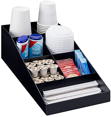 Navaris Coffee Station Organiser - 7 Compartment Coffee Bar Organiser for Office & Kitchen Countertop Organisation