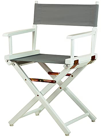 Casual Home Regiestuhl, 45,7 cm, weißer Rahmen, Grauer Leinenstoff, Klassische Höhe