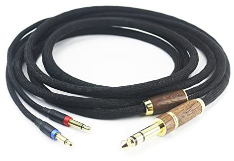 6N OCC Kupfer versilbertes Upgrade Audiokabel Walnussholzschale Kompatibel mit Denon AH-D600, AH-D7200,AH-D7100,AH-D9200,AH-D5200, Meze 99 Classics,Meze 99 Neo,Focal Elear Kopfhörer mit 3,5 mm Stecker