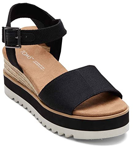 TOMS Diana Canvas Wedge Women Black Sandal - UK 6