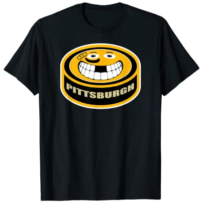 Hockey Pittsburgh PA Funny Kid Adult Puck Smile Face Gift T-Shirt