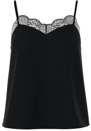 PIECES Women's Pctiffany Strap Lace Noos Bc Top, Black, XS