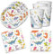 Lot de 36 décorations de table avec dinosaures pour garçons et filles pour anniversaire d'enfant - 8 assiettes, 8 gobelets, 20 serviettes de 33 x 33 cm