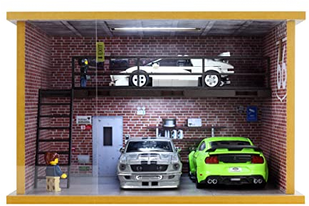 Display Case for 1/24 Scale Diecast Cars and Speed Champions Cars with Clear Acrylic and LED Lighting Double Layer , NOT Included The Cars and Models (1:24 Route 66 Double Layers)