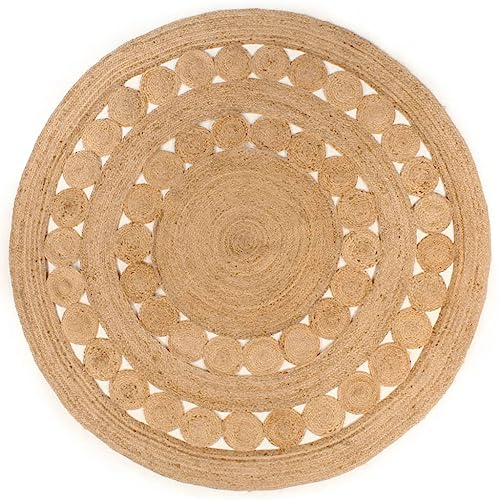 vidaXL Teppich Geflochten Jute Handgefertigt Wohnzimmerteppich Juteteppich Handwebteppich Bodenmatte Schlafzimmer Wohnzimmer Flur 210cm Rund