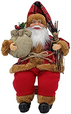 YJZQ Sitzender Weihnachtsmann 35cm Weihnachtsdeko Sitzender Weihnachtsmann Stoff Puppe Weihnachten Figur Nikolaus Weihnachtsmann Weihnachts Dekorationen Schöner Santa Neujahrs Geschenk