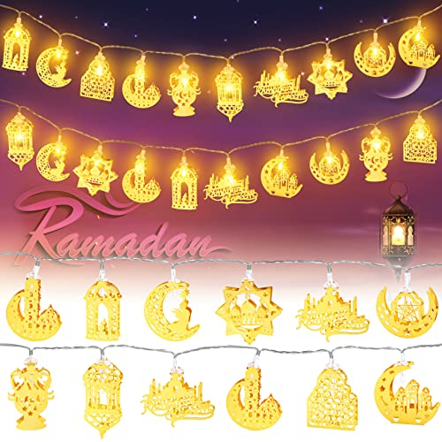 TTCOTOKE Ramadan Lichterkette, 20 LEDs Muslim , 3M Eid Ramadan Laternen Lichterkette, Lichterketten Ramadan Dekoration, Islam Festival Lichter Ramadan Dekoration für Außen Innen