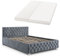 Juskys Polsterbett Nizza 140x200 cm mit Matratze, Bettgestell mit Lattenrost, Stauraum & LED Beleuchtung, Samtbezug, Chesterfield-Steppung, Grau