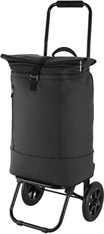 Von Cronshagen Einkaufstrolley Combi ER08 | praktische Einkaufshilfe mit Abnehmbarer Tasche | Kombination aus Einkaufstrolley und Tasche | belastbar bis maximal 10 kg (Black)
