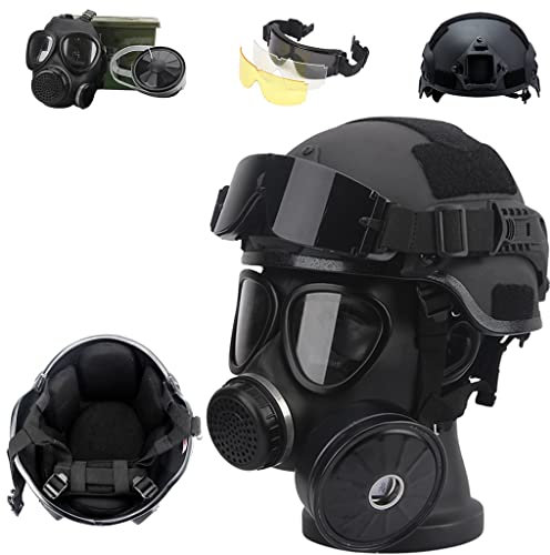 TS TAC-SKY Airsoft Paintball Taktischer Helm, Leicht Taktik Helm-Set, Vollgesichtsmaske Formaldehyd, Vollgesichtsmaske Und Filterzubehör, Visier & Schutzbrille, Für Airsoft Schießen Und Jagd Spiel