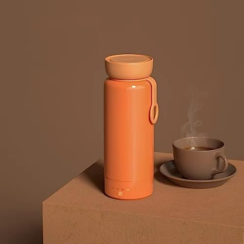 Bouilloire électrique Portable 300 ML température réglable Bouteille d'eau bouillante Voyage Voiture Voyage d'affaires hôtel (Color : Orange)