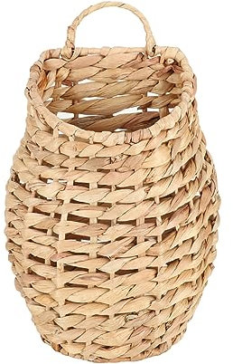 YRMT Water Hyacinth Woven Hanging Basket Wall Hanging Basket Decorative Front Door Basket Decor for Flower Plants Boho 15 x 10