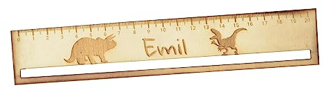 CHICCIE personalisiertes Lineal Lesehilfe aus Holz Dinos 20cm - Holzlineal