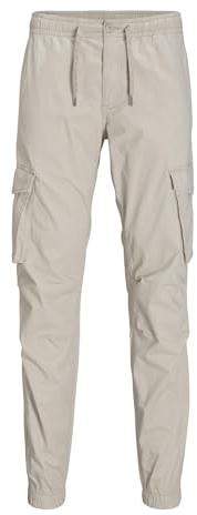 JACK & JONES Men's Jpstkane Jjnoah Cuffed Cargo Noos Trousers, Silver Cloud, M