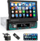Podofo Autoradio 1 Din mit Bluetooth Freisprecheinrichtung, 7 Zoll Bildschirm Flip Out Auto Stereo Radio mit FM Radio/SWC/Mirror Link/USB + Rückfahrkamera
