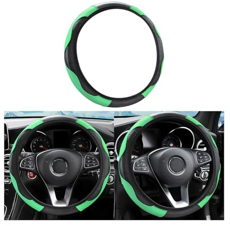 Funda Volante Universal CGEAMDY, Microfibra, Antideslizante, Elástica, 37-38cm, Colores Patchwork, Accesorios Coches Interior (Verde)