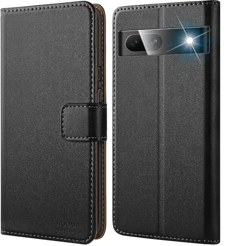 HOOMIL MagFlip Handyhülle für Google Pixel 6A Hülle, [Erstklassige Handwerk] Premium Leder Tasche Klappbar Case Schutzhülle - Schwarz