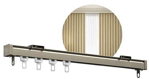 whalebee Curtain Rail Schiebevorhänge Größen Verfügbar Gardienenschiene Aluminium-Legierung Leise Oben/an Der Seite Montiert Mit Zubehör, Stark Belastbar Vorhangstange